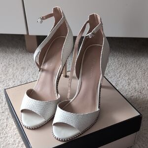 BCBGeneration Cream Peep-Toe Heels